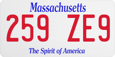 MA license plate 259ZE9