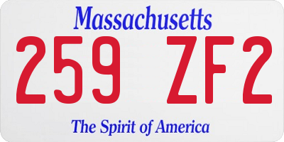 MA license plate 259ZF2