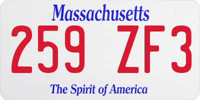 MA license plate 259ZF3
