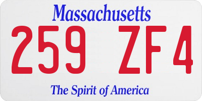 MA license plate 259ZF4