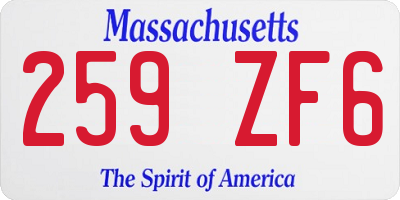 MA license plate 259ZF6