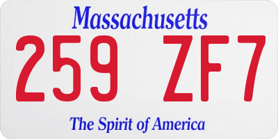 MA license plate 259ZF7