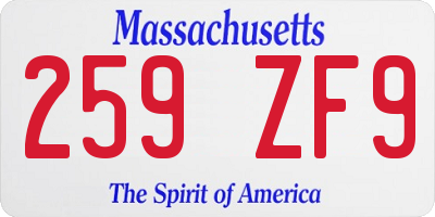 MA license plate 259ZF9