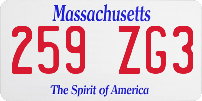 MA license plate 259ZG3
