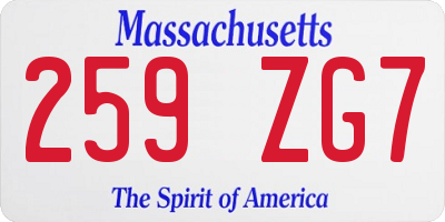 MA license plate 259ZG7