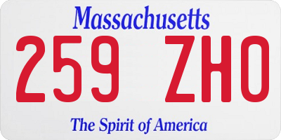 MA license plate 259ZH0