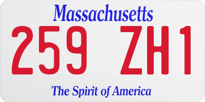 MA license plate 259ZH1