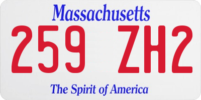 MA license plate 259ZH2
