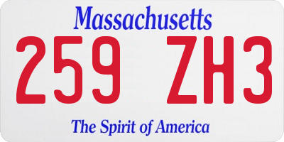 MA license plate 259ZH3