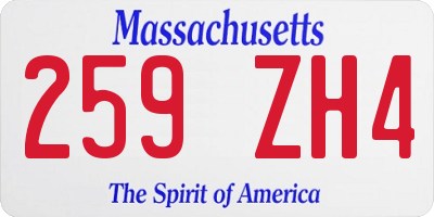 MA license plate 259ZH4