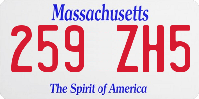 MA license plate 259ZH5