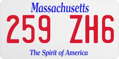 MA license plate 259ZH6