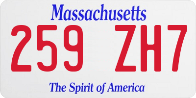MA license plate 259ZH7