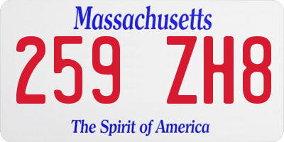 MA license plate 259ZH8