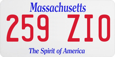 MA license plate 259ZI0