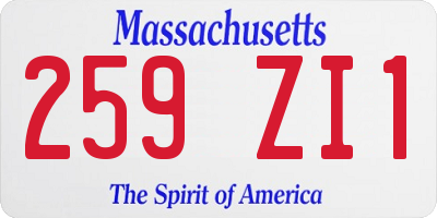 MA license plate 259ZI1