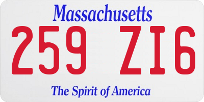 MA license plate 259ZI6