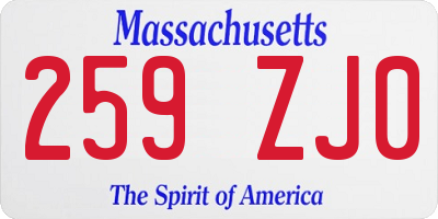 MA license plate 259ZJ0