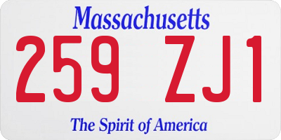 MA license plate 259ZJ1