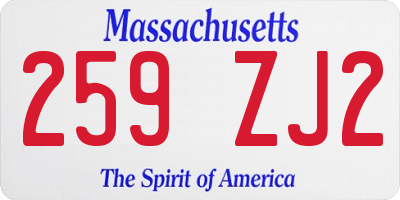 MA license plate 259ZJ2