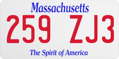 MA license plate 259ZJ3