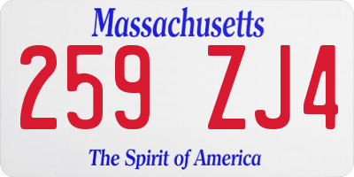 MA license plate 259ZJ4