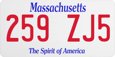 MA license plate 259ZJ5