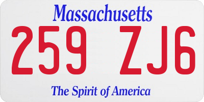 MA license plate 259ZJ6