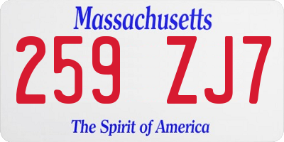 MA license plate 259ZJ7
