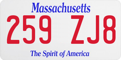 MA license plate 259ZJ8