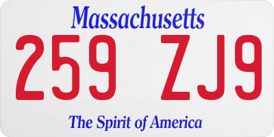 MA license plate 259ZJ9