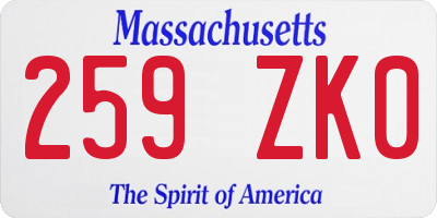 MA license plate 259ZK0