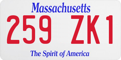 MA license plate 259ZK1