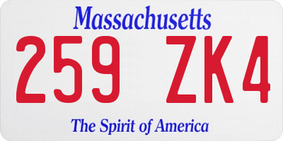 MA license plate 259ZK4