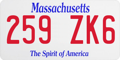 MA license plate 259ZK6