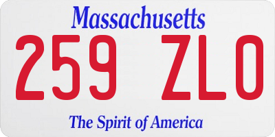 MA license plate 259ZL0