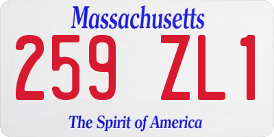MA license plate 259ZL1