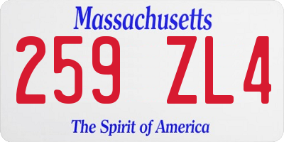 MA license plate 259ZL4