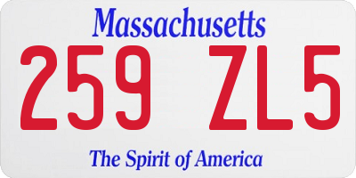 MA license plate 259ZL5