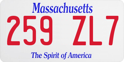 MA license plate 259ZL7