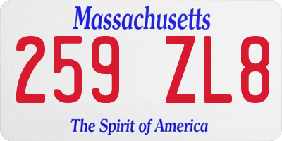 MA license plate 259ZL8