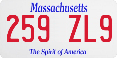 MA license plate 259ZL9