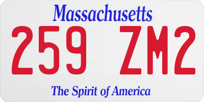 MA license plate 259ZM2