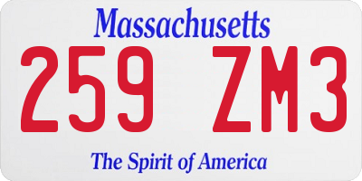 MA license plate 259ZM3