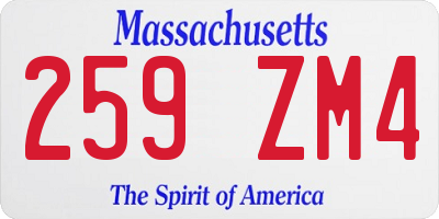 MA license plate 259ZM4