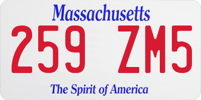 MA license plate 259ZM5