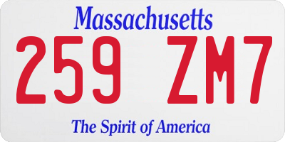 MA license plate 259ZM7