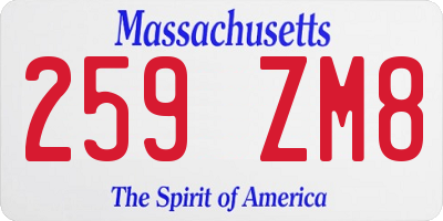 MA license plate 259ZM8