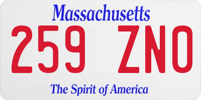 MA license plate 259ZN0