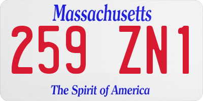 MA license plate 259ZN1